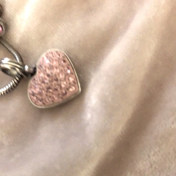 Brighton Vintage Heart Charm Sterling Silver W/Pink Stones Perfect Condition - Picture 3 of 3